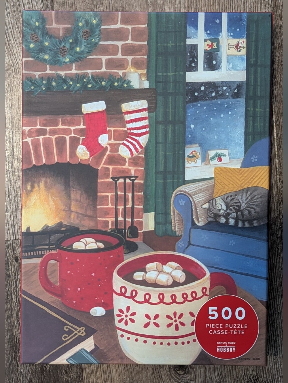 Hobbry x Kaitlyn Hadd "Cozy Christmas Fireplace" 500-Piece Jigsaw Puzzle